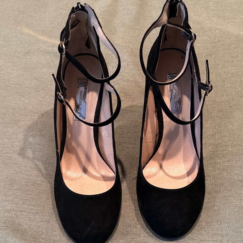 INC International Concepts Black Strappy Heels